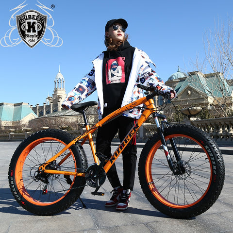 KUBEEN new arrival 7/21/24/27 speeds Disc brakes Fat bike 26 inch 26x4.0" Fat Tire Snow Bicycle  Oil spring fork