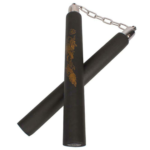 Hot Martial Arts Foam Nunchucks Nunchaku Dragon Pattern Black Martial Arts Nunchucks Chinese Kung Fu Bruce Lee