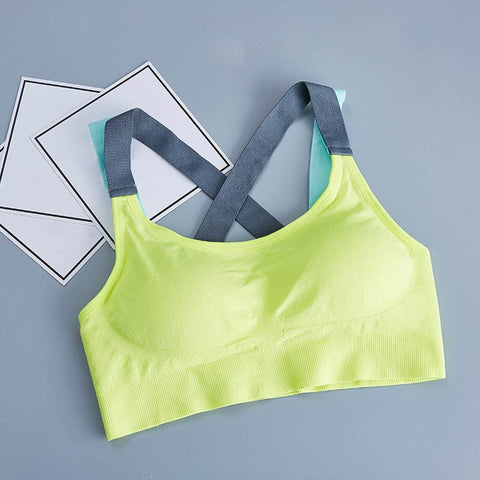 Womens Quick Dry Yoga Cross Back Sports Bra With Shockproof Cross