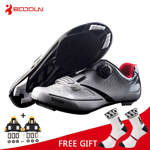 Boodun Breathable Pro Self-Locking Cycling Shoes Road Bike Bicycle Shoes Ultralight Athletic Racing Sneakers Zapatos Ciclismo