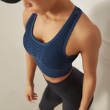 Peeli 2018 Seamless Sports Bra Top Fitness Women Racerback Running Crop Tops Pink Workout Padded Yoga Bra High Impact Activewear