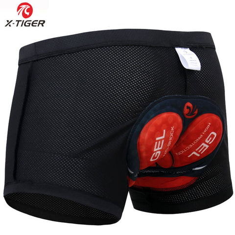 X-Tiger Mens Cycling Shorts Cycling Underwear Pro 5D Gel Padded Shockproof Black Cycling Underpant Bicycle Shorts Bike Underwear