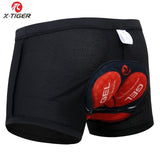 X-Tiger Mens Cycling Shorts Cycling Underwear Pro 5D Gel Padded Shockproof Black Cycling Underpant Bicycle Shorts Bike Underwear