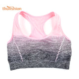 THUNSHION Sports Bra High Stretch Breathable Top Fitness Women Padded for Running Yoga Gym Seamless Crop Bra Gradient Sport Bra