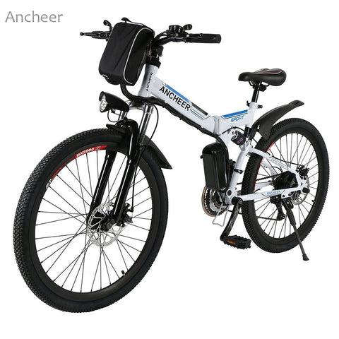 ANCHEER New Electric Bike 26'' Mountain Bike 36V Foldable Electric Power Mountain Bicycle with Lithium-Ion Battery ebike E-bike