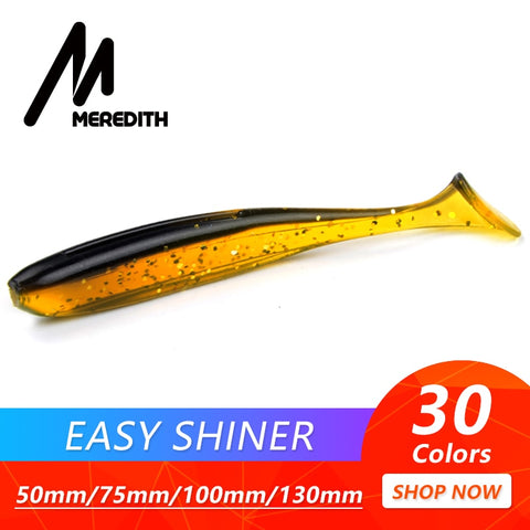 Meredith Easy Shiner Fishing Lures 50mm 75mm 100mm 130mm Wobblers Carp Fishing Soft Lures Silicone Artificial Double Color Baits