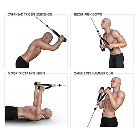 Tricep Rope Pull Down 27-inch Rope Length, Easy to Grip & Non Slip - Cable Attachment