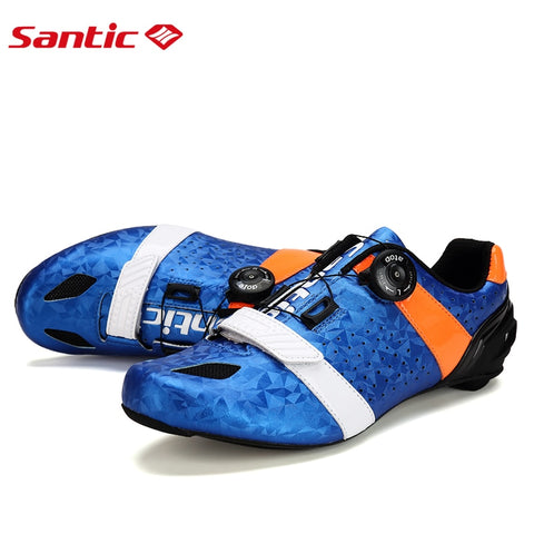 Santic Men Cycling Road Shoes Ultralight Carbon Fiber Auto-locking Athletic Racing Team Bicycle Shoes Cycling Clothings S12022